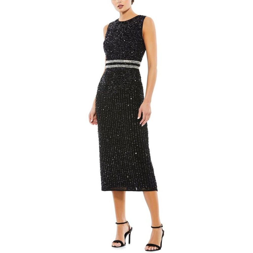 Mac Duggal Womens  High Neck Dress, Black